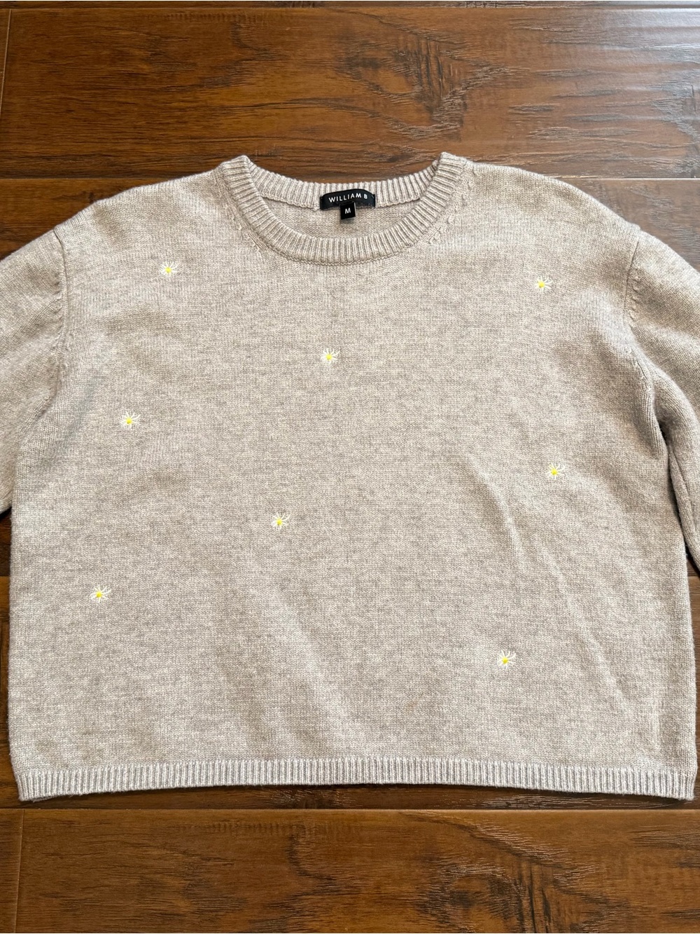 William B. Gray Crewneck Sweater with Tiny Daisy Embroidery